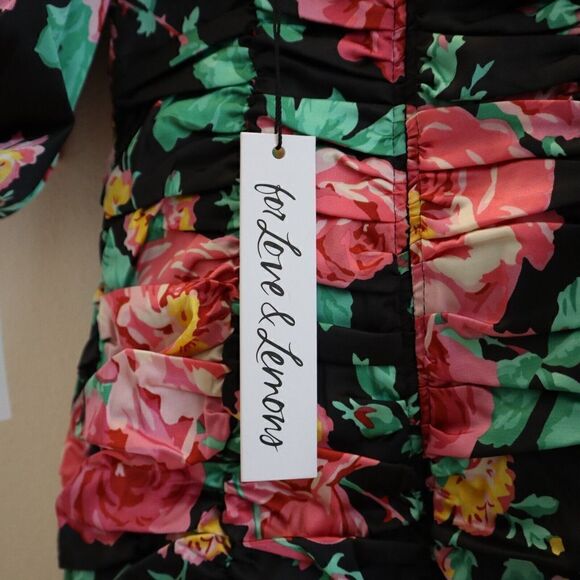 For Love & Lemons Women's Sz XS Black Floral Jolie Backless Mini Dress - Picture 4 of 7